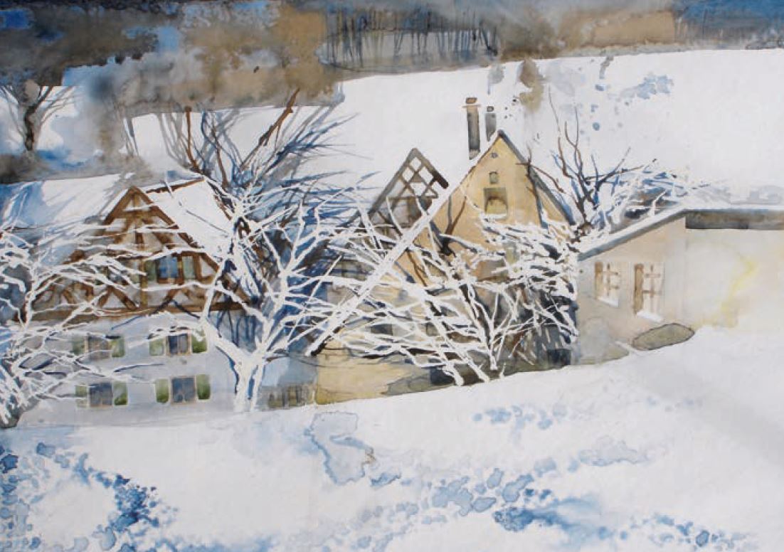Volker Hahn Winterlandschaft Walkersbrunn Aquarell